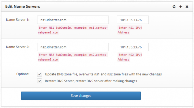 cara install CentOS Web Panel CWP - nameserver